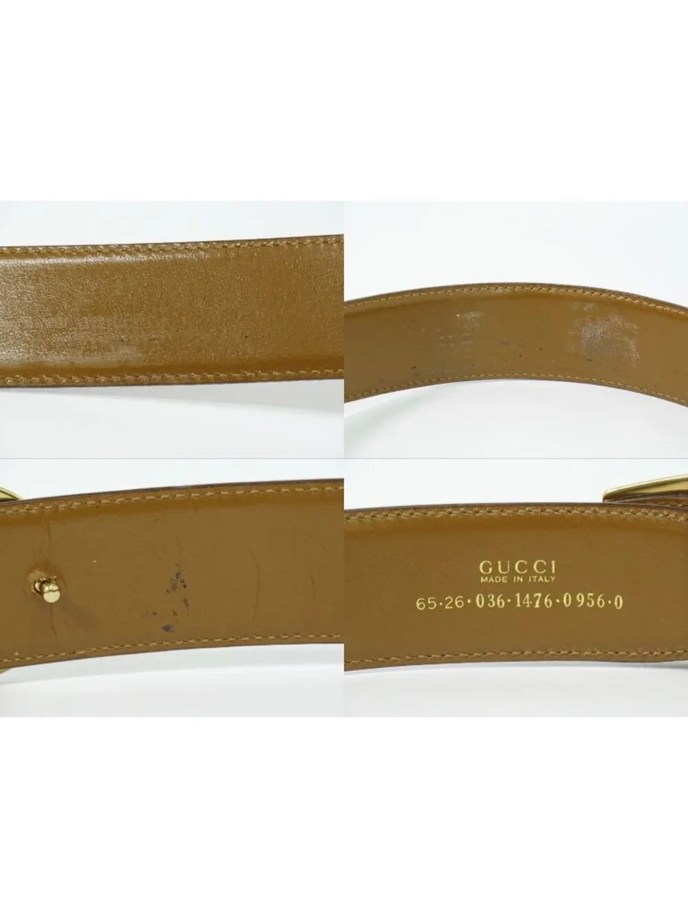 Gucci Buckle Belt 65 Patent Leather Brown Gold